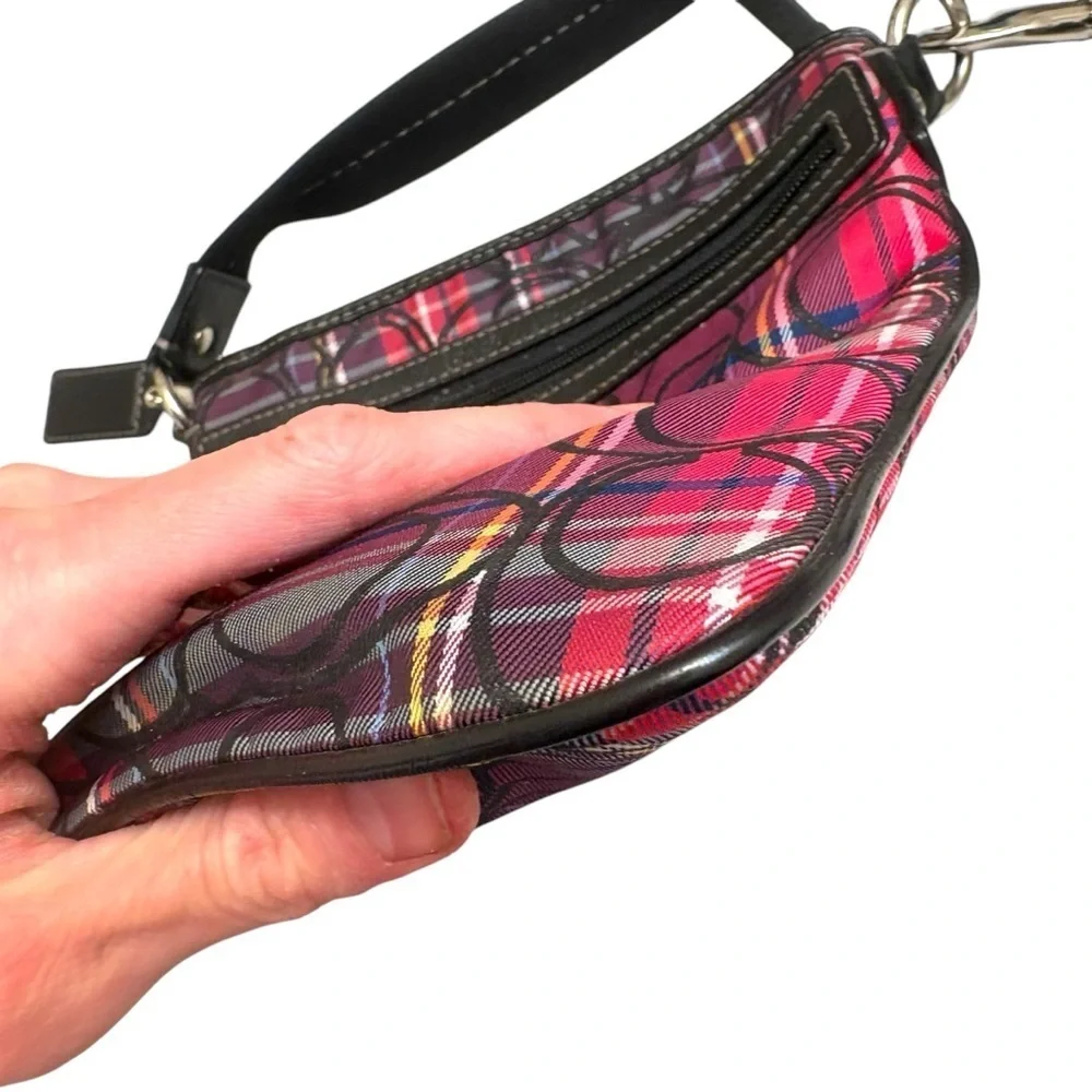 Coach pink/purple tartan poppy crossbody bag Y2K